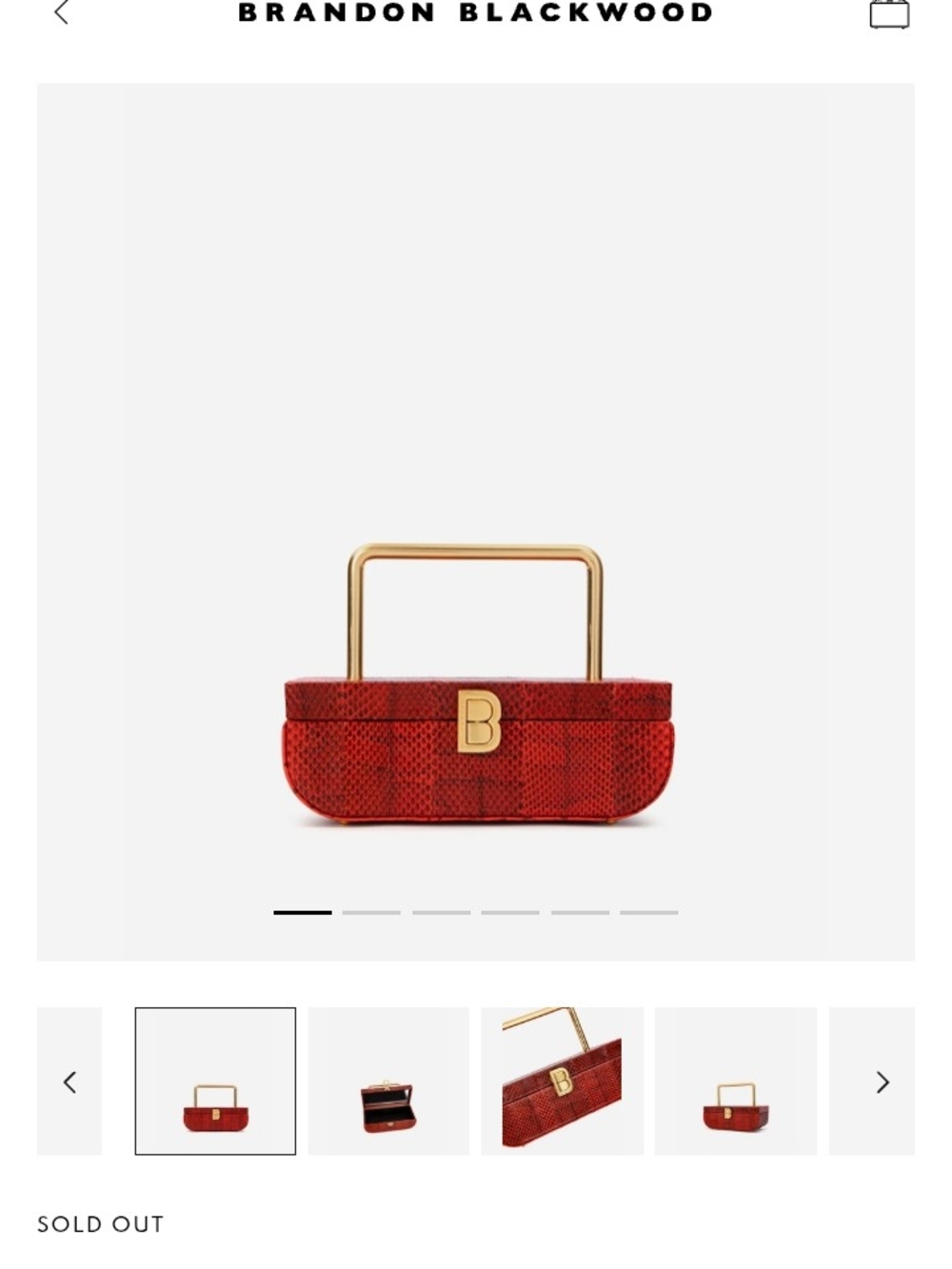 Brandon Blackwood Red Snake-Embossed Vanity Bag with Gold Handle